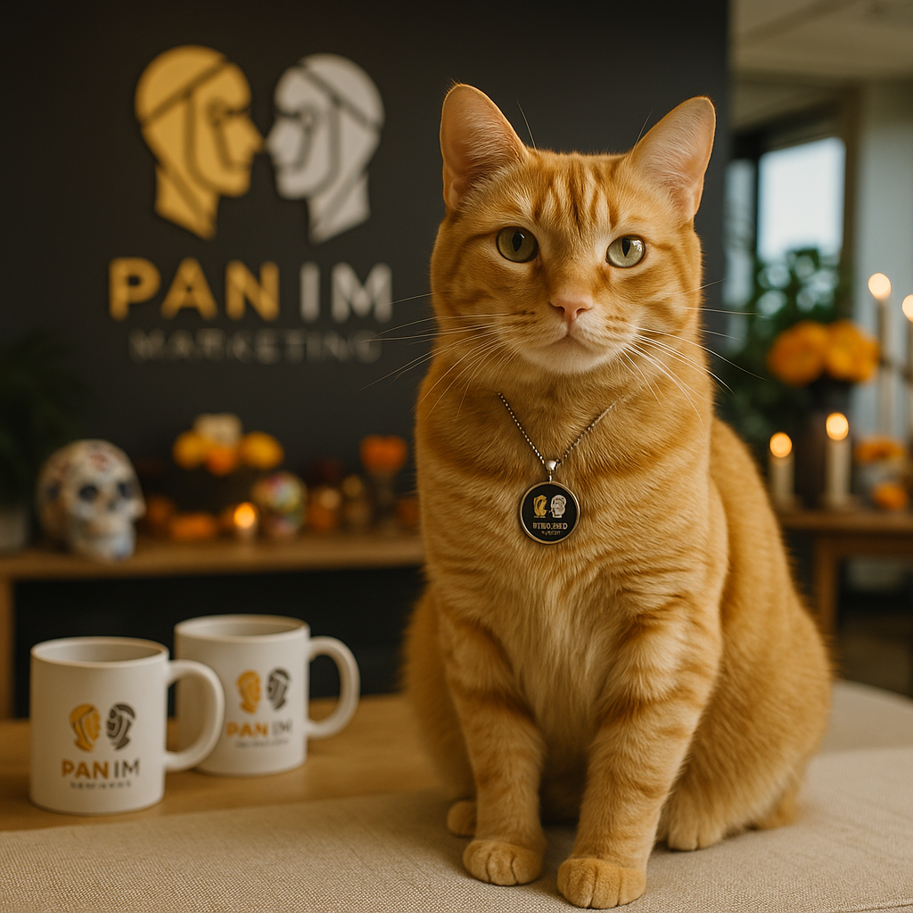 Gato observador en oficina creativa